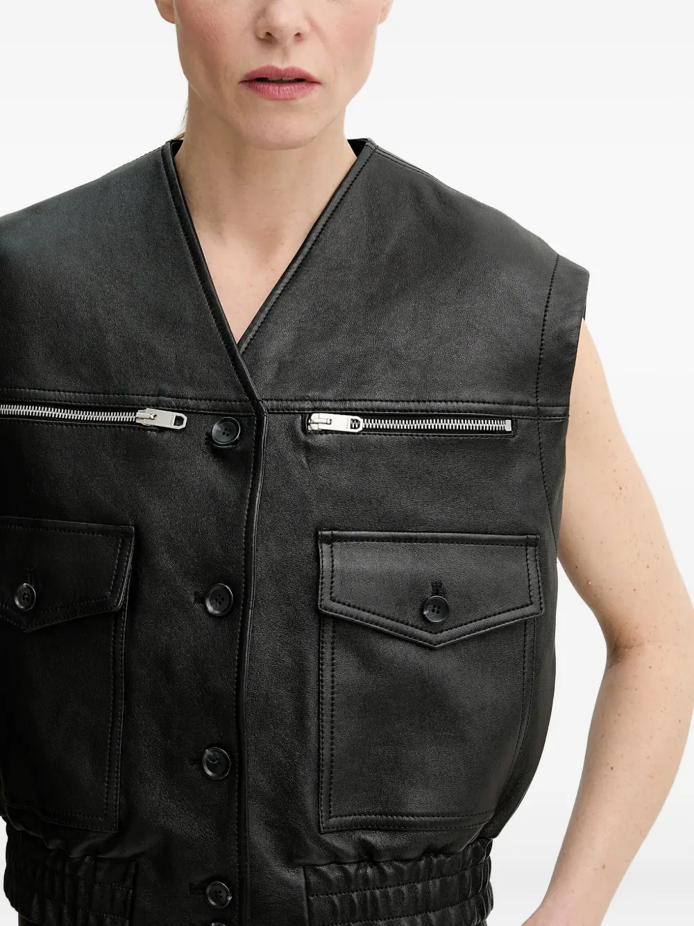 Bally Leren top met ritsdetail en zak Zwart