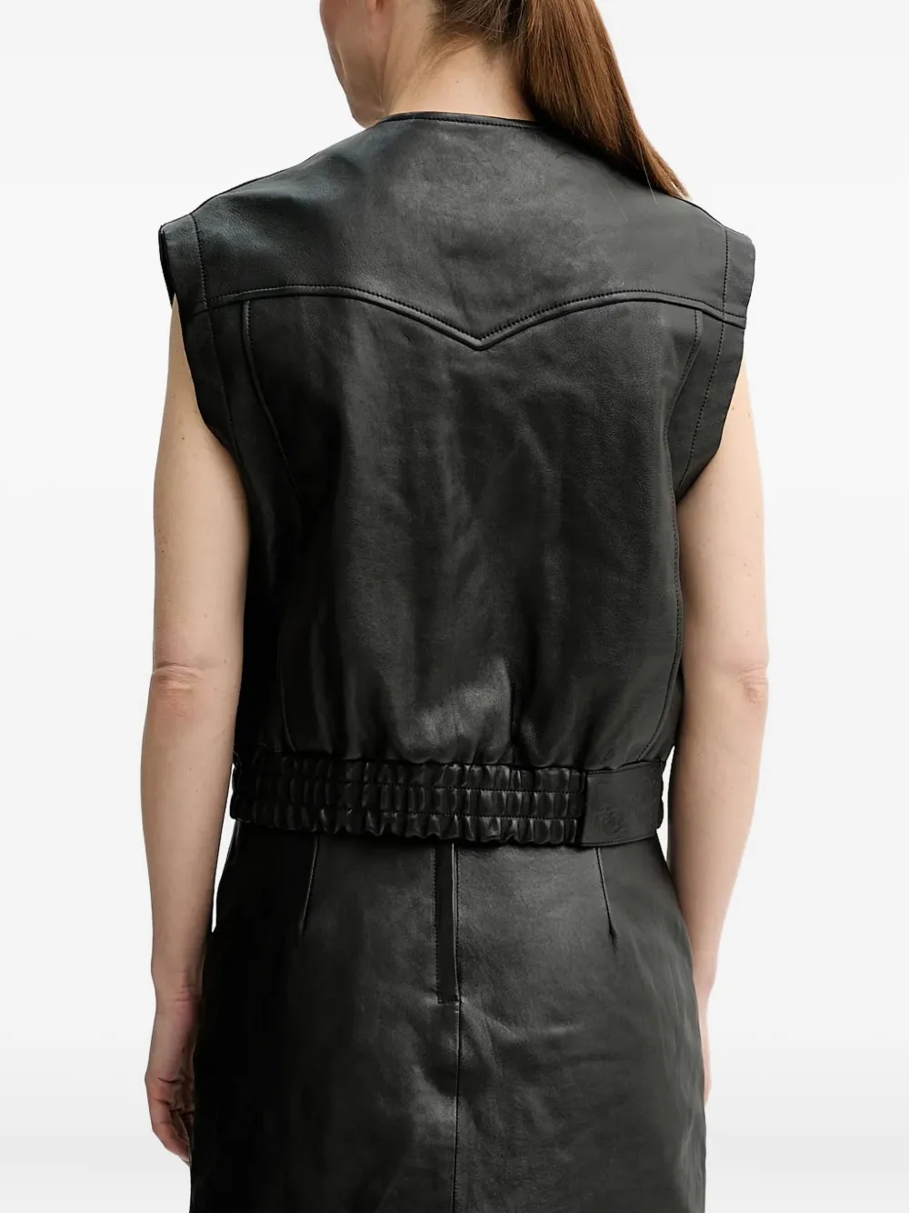 Bally Leren top met ritsdetail en zak Zwart