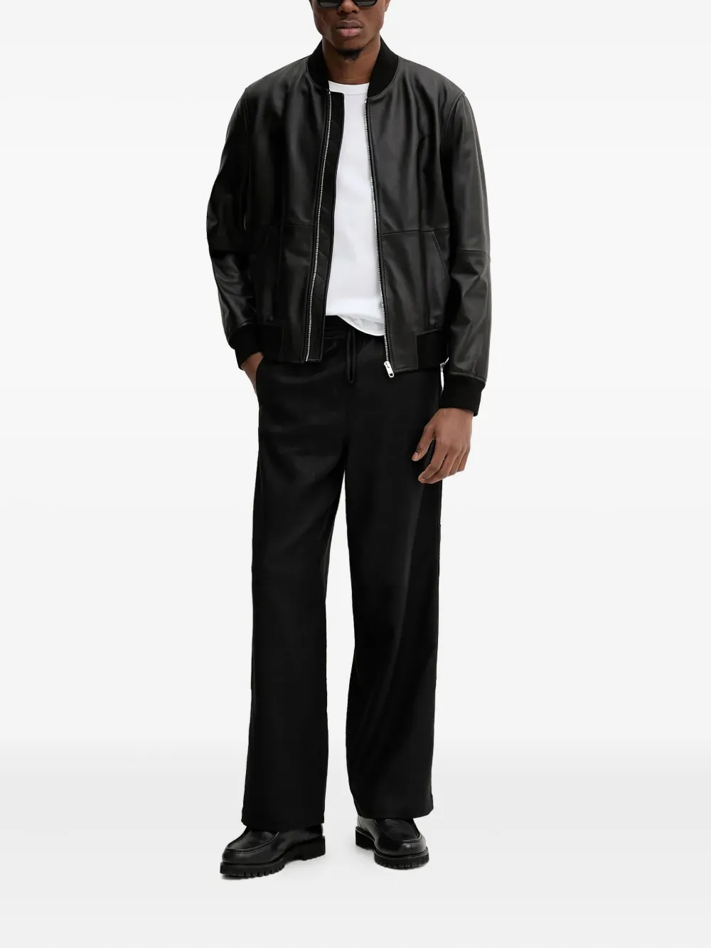 Bally Leren bomberjack Zwart