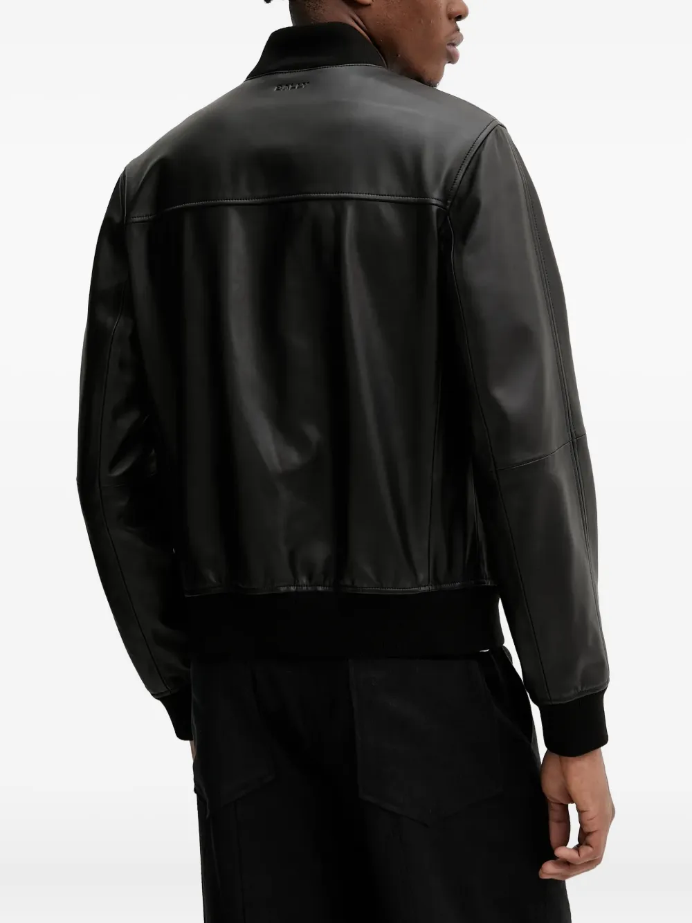 Bally Leren bomberjack Zwart