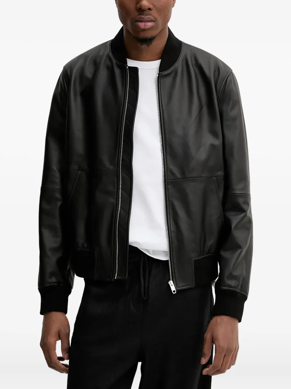 Bally Leather Bomber Jacket In Black
