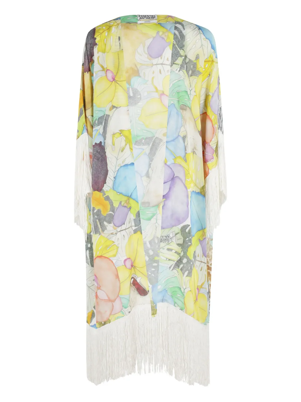 Essentiel Antwerp fringe detailed floral coat | Yellow | Image 1