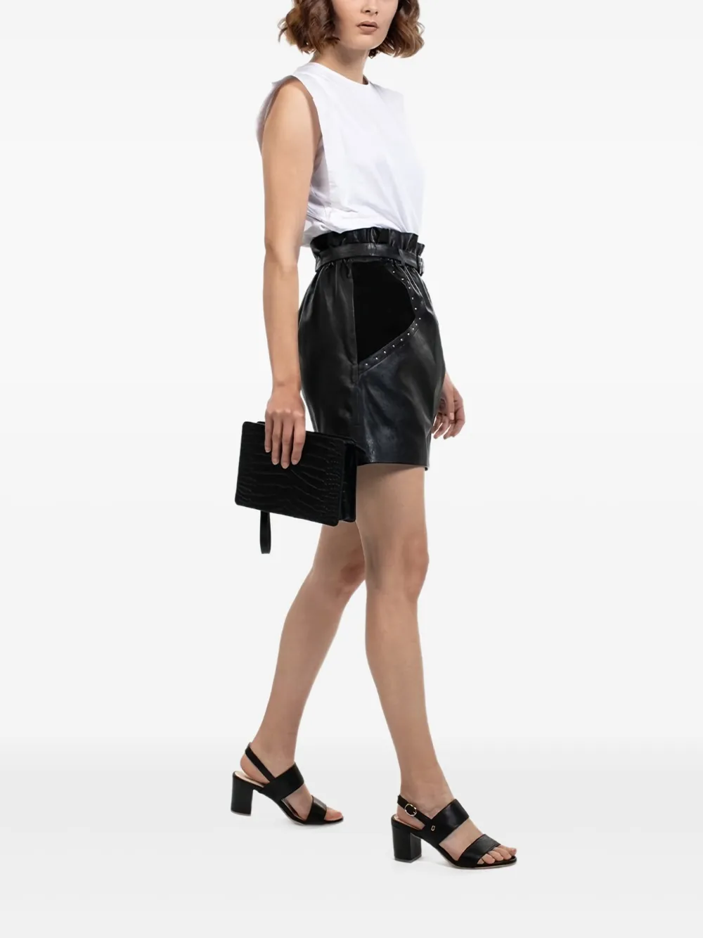 Poche Paris leather mini skirt - Zwart