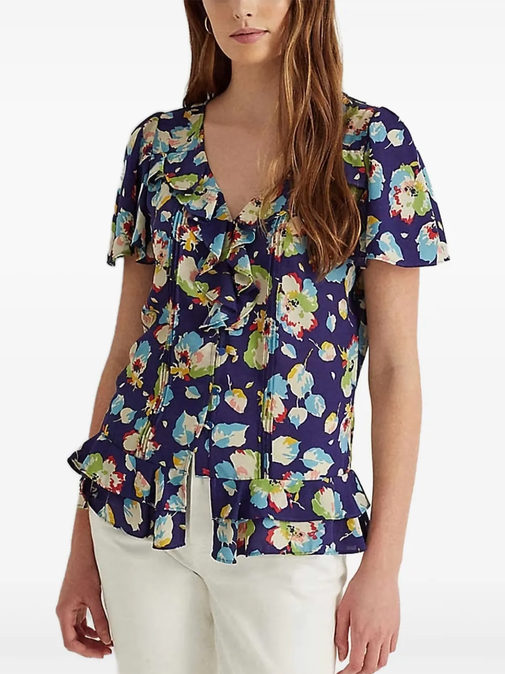 floral-print shirt