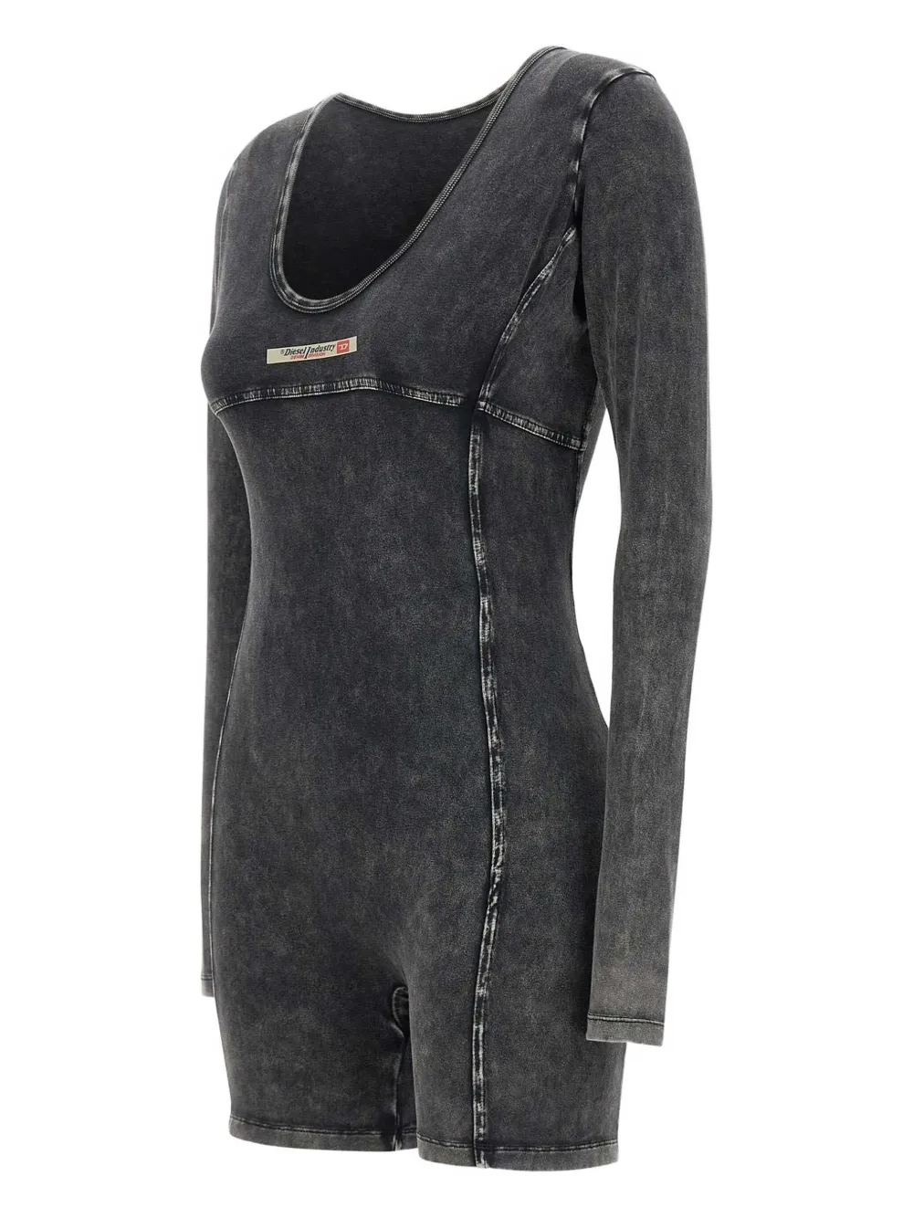 Diesel Jersey playsuit met lange mouwen Zwart