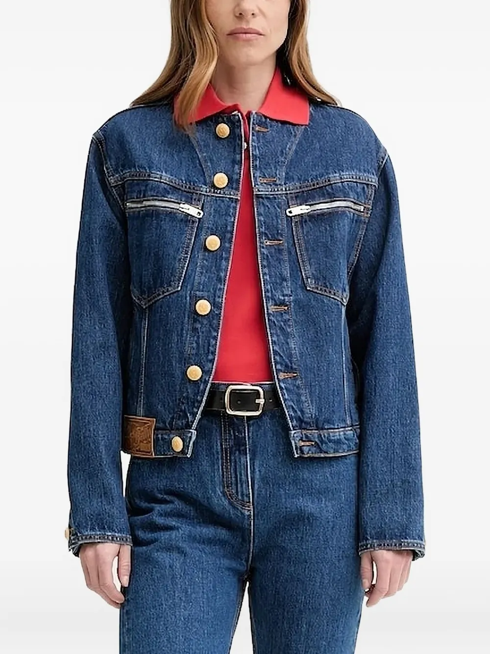 Bally embroidered-logo puff-sleeve polo top Rood