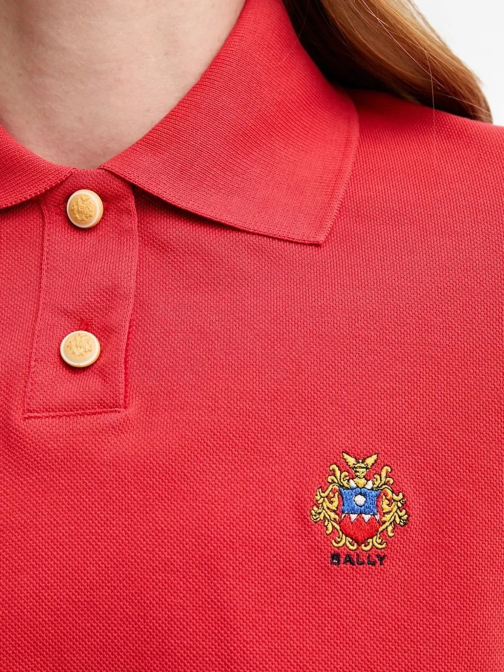 Bally embroidered-logo puff-sleeve polo top Rood