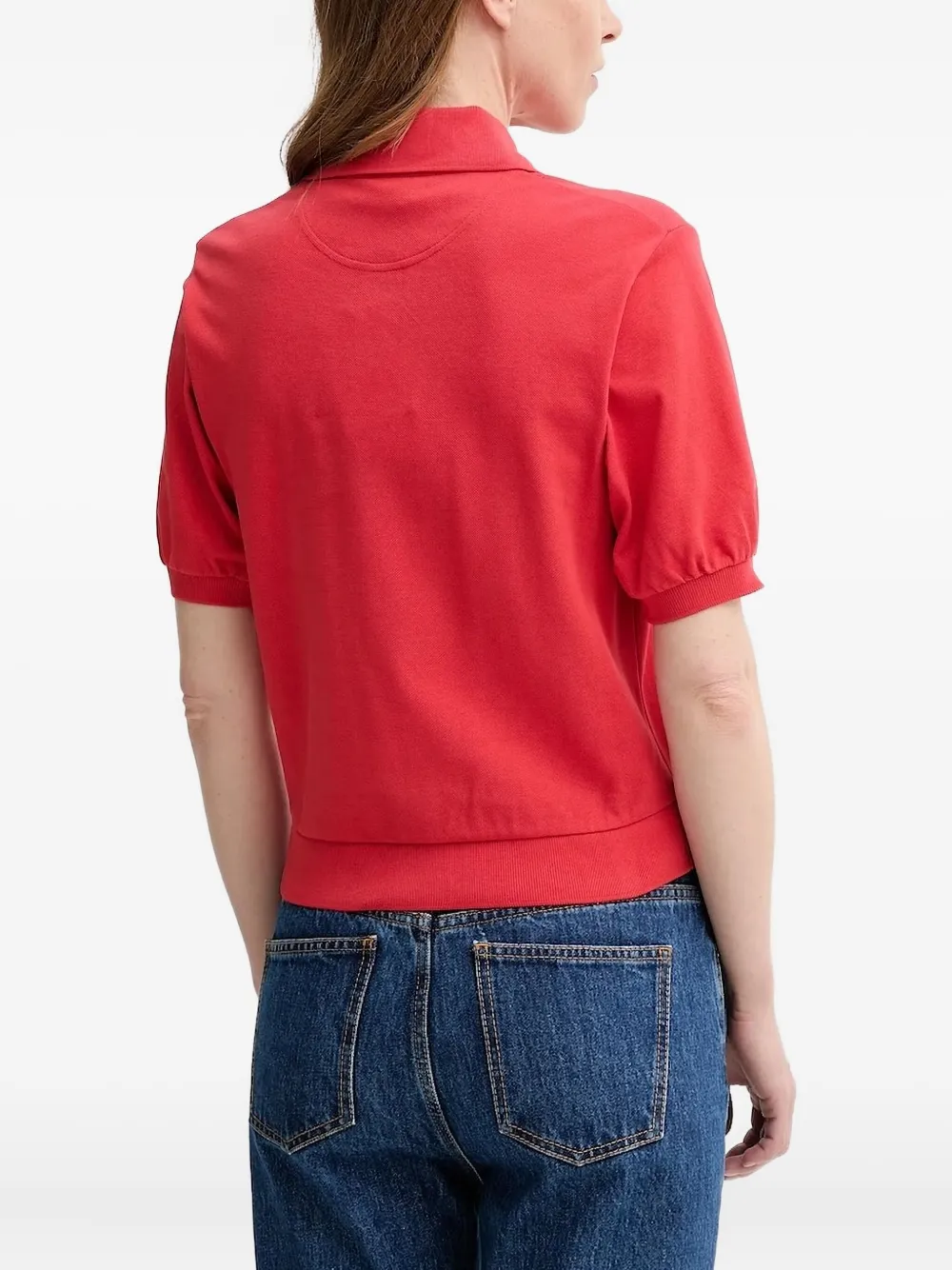 Bally embroidered-logo puff-sleeve polo top Rood