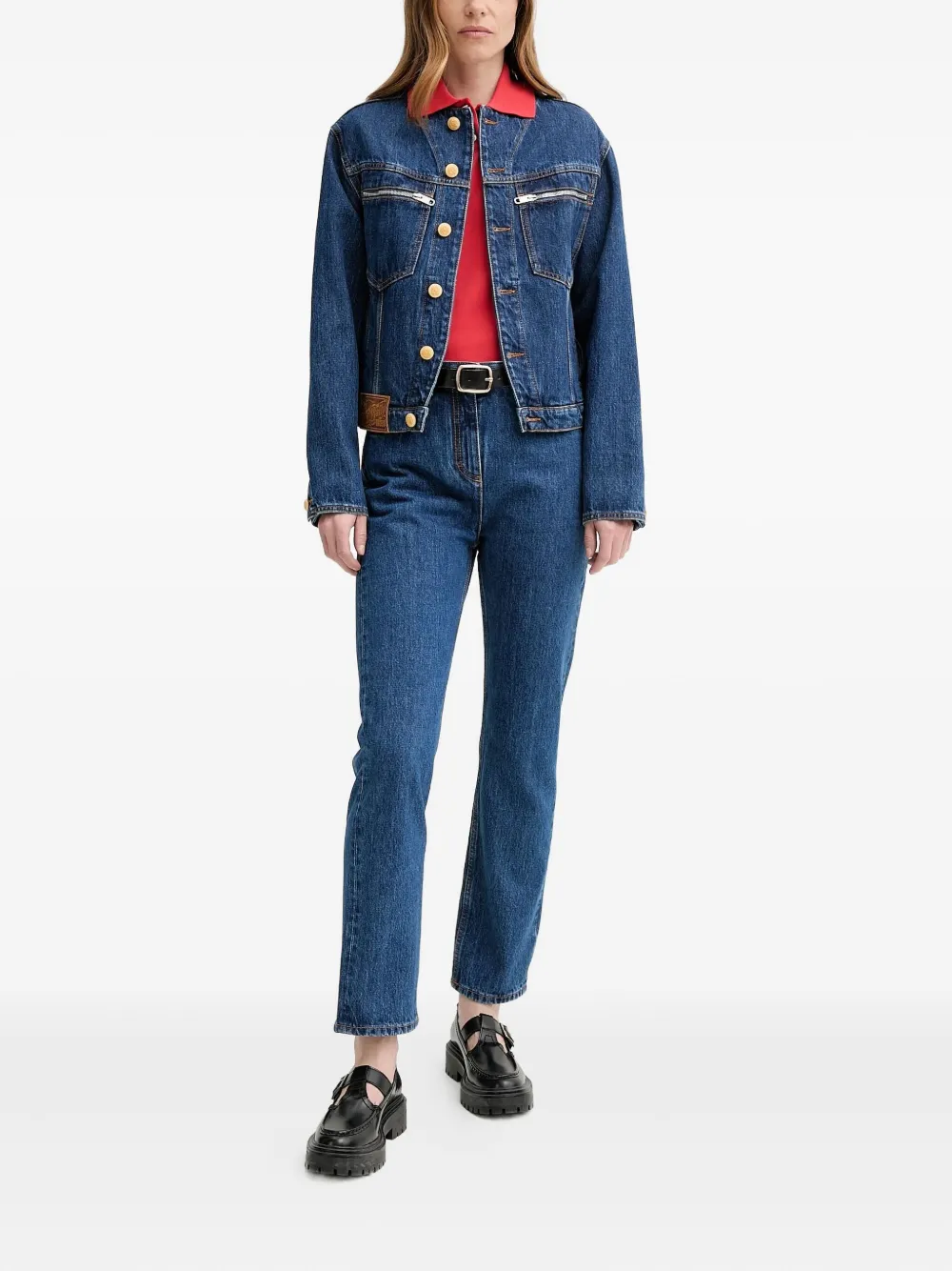 Bally Polotop met geborduurd logo en pofmouwen - Rood