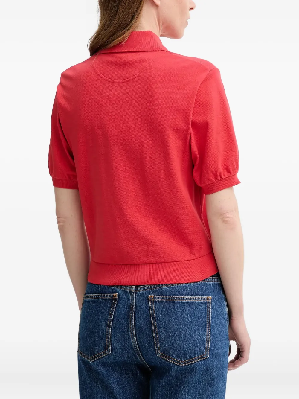 Bally Polotop met geborduurd logo en pofmouwen Rood