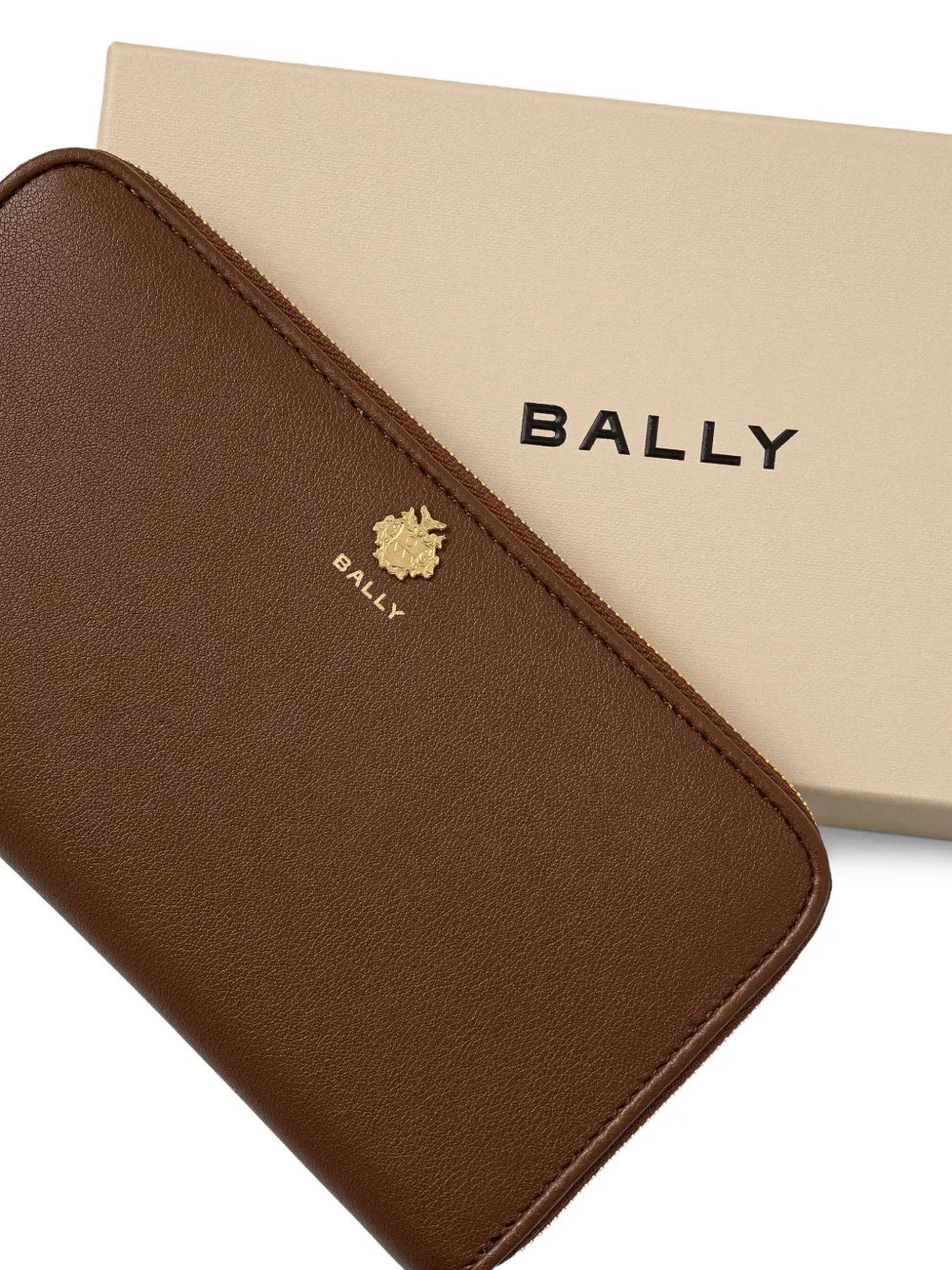 Bally Portemonnee met logodetail en rits Bruin