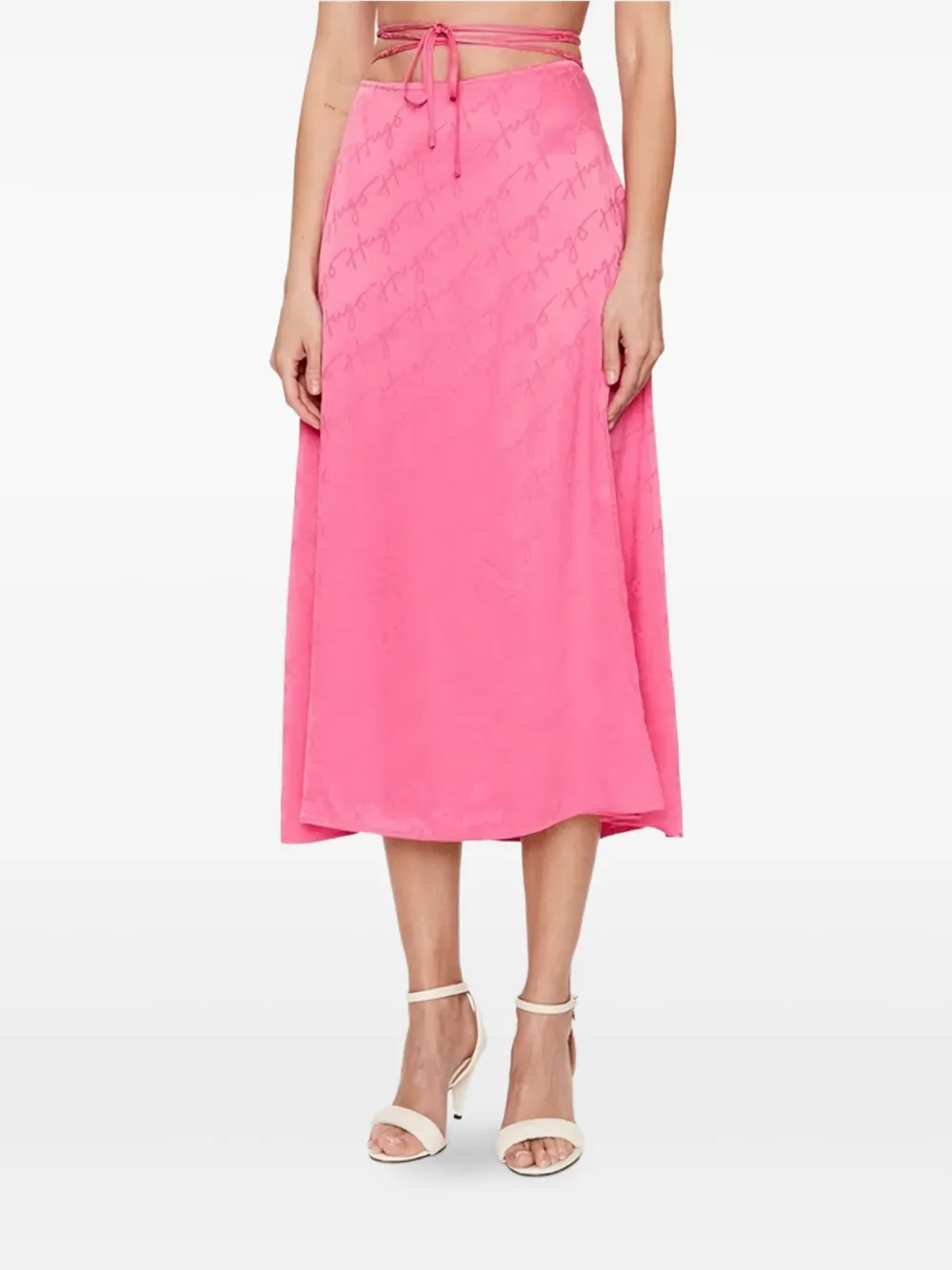 tied detail logo-print skirt
