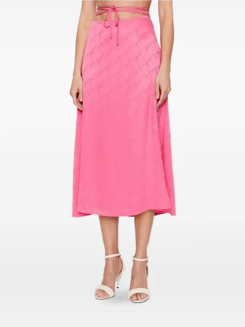 BOSS tied detail logo-print skirt