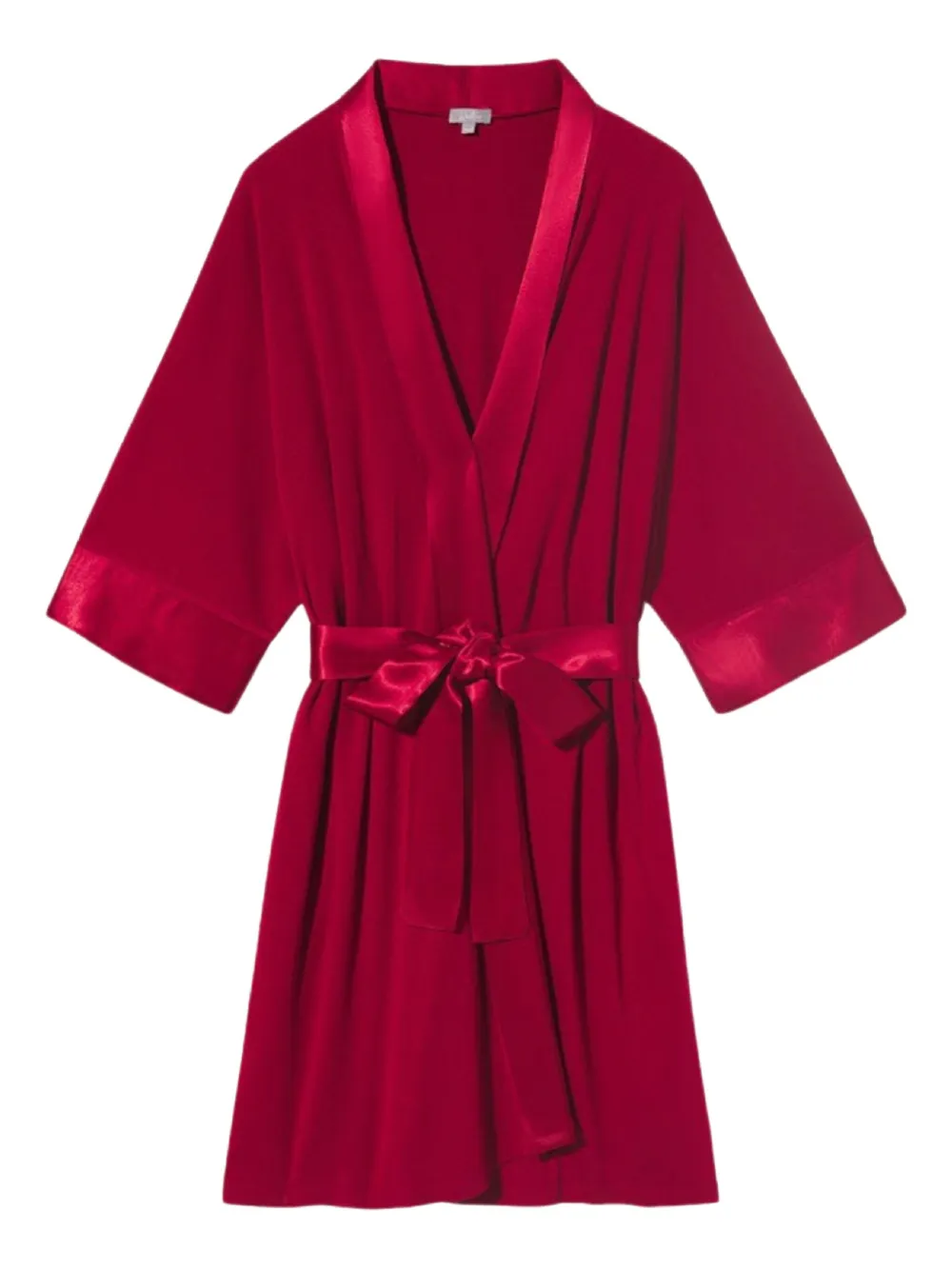 PJ Harlow Dreamwear satin-trimmed robe Rood