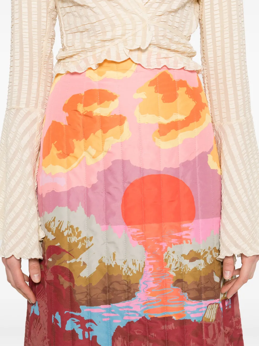 Stella Nova Landscape gewatteerde high waist rok Roze