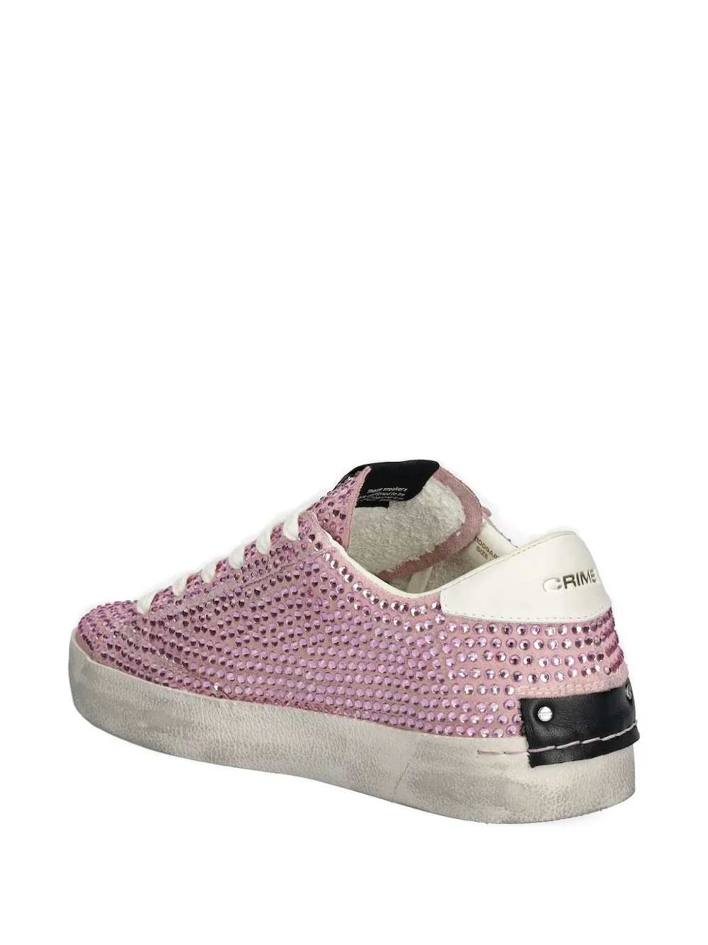 Crime London Distressed crystal-embellished sneakers Pink