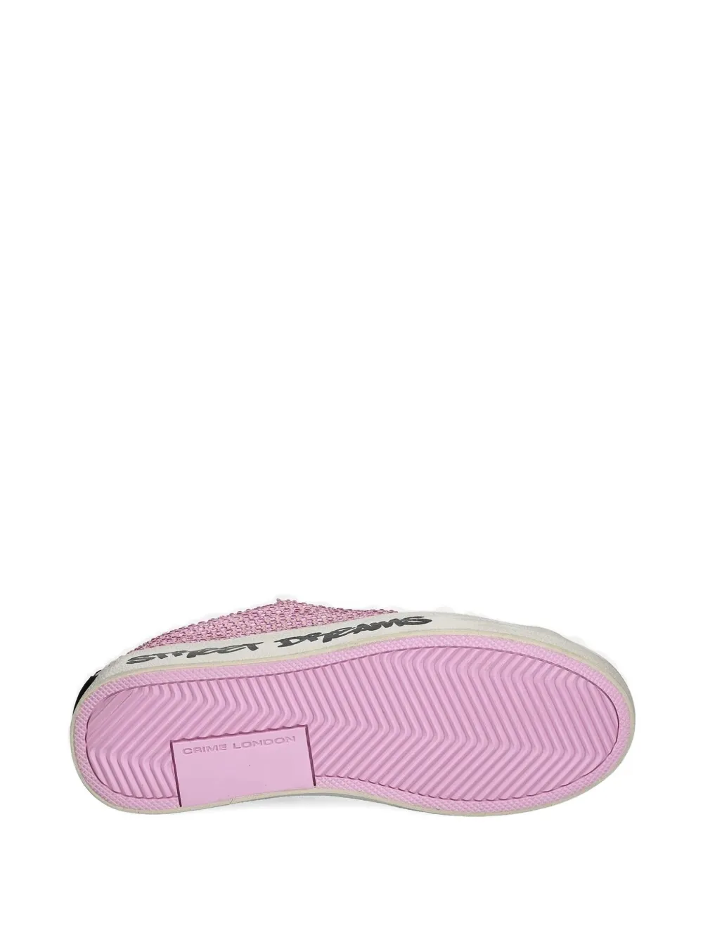 Crime London Distressed crystal-embellished sneakers Pink