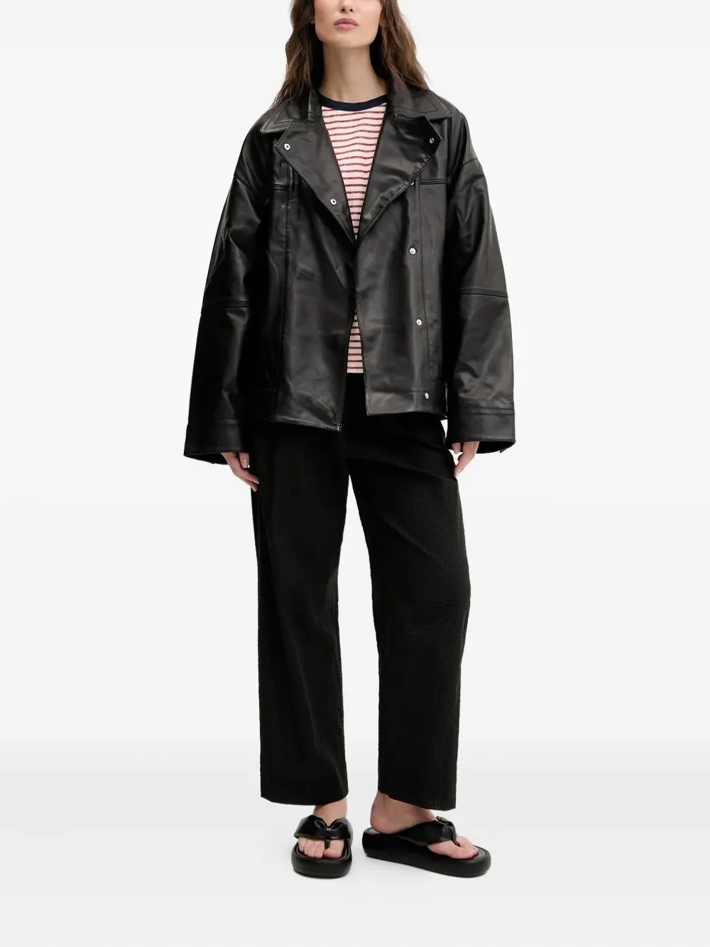 Bimba Y Lola Panelled Leather Jacket In Black