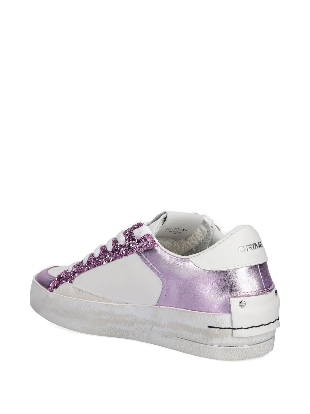 Crime London glitter-panel leather sneakers Purple