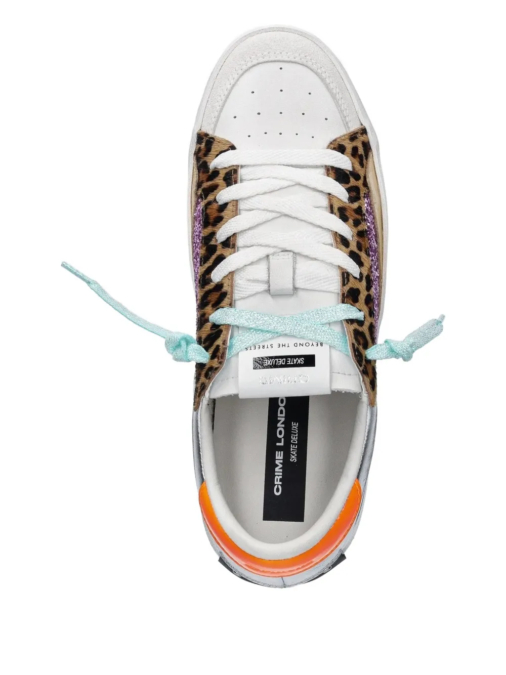 Crime London Sneakers met luipaardvlak en glitter - Wit