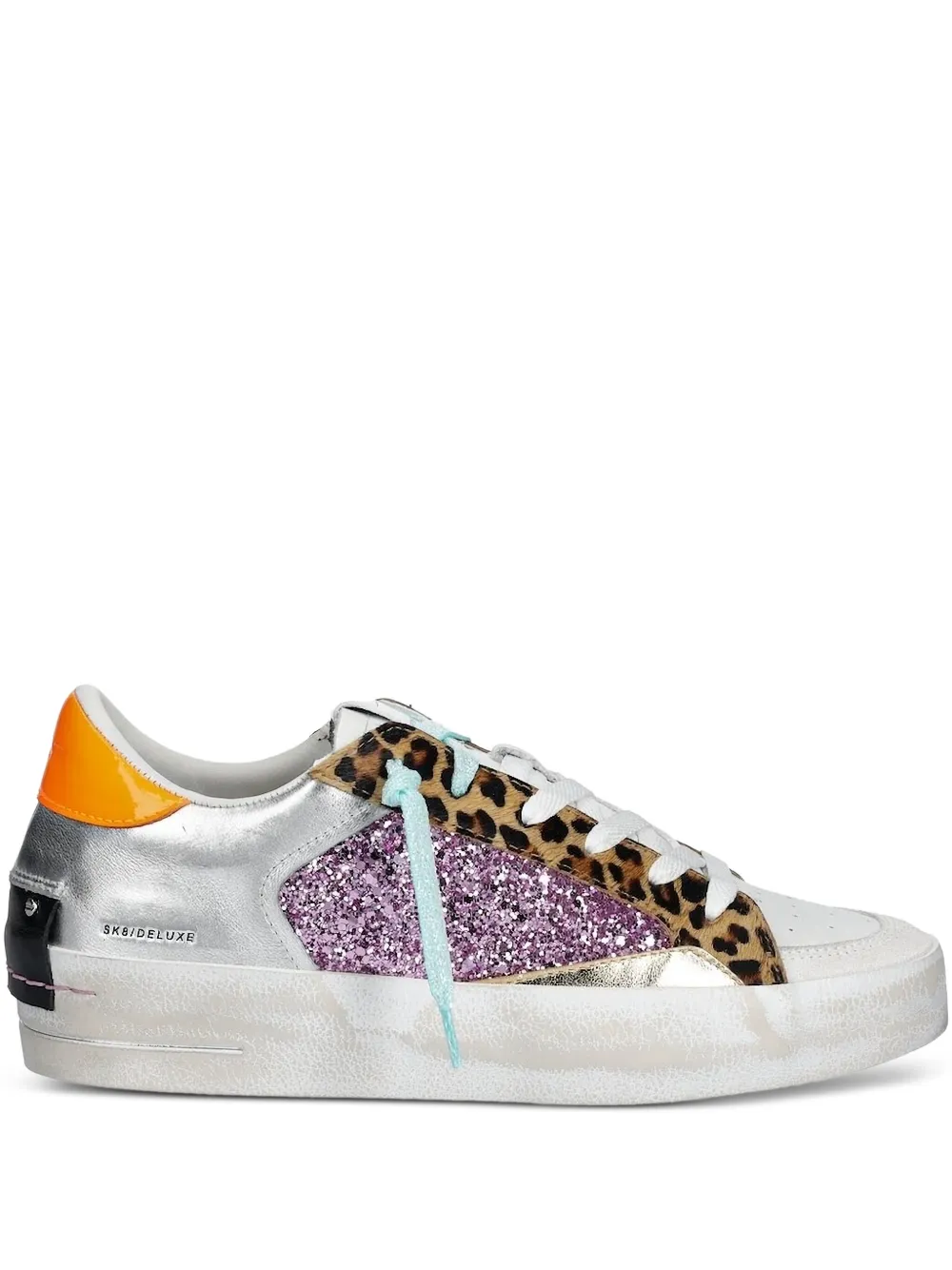 Crime London glitter leopard-panel trainers White