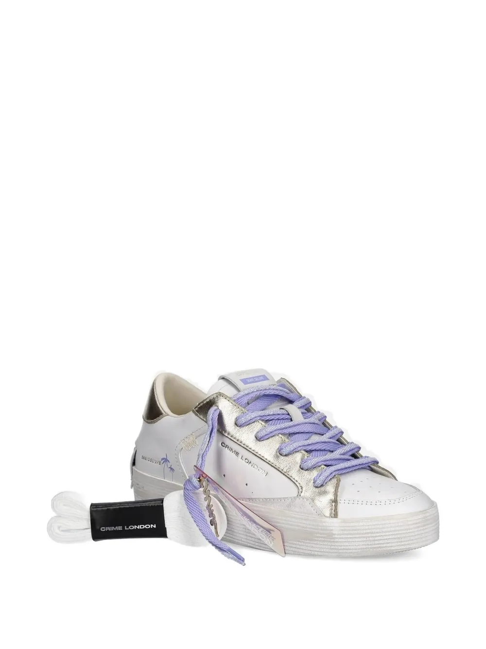 Crime London Sneakers met metallic details en palmboom - Wit