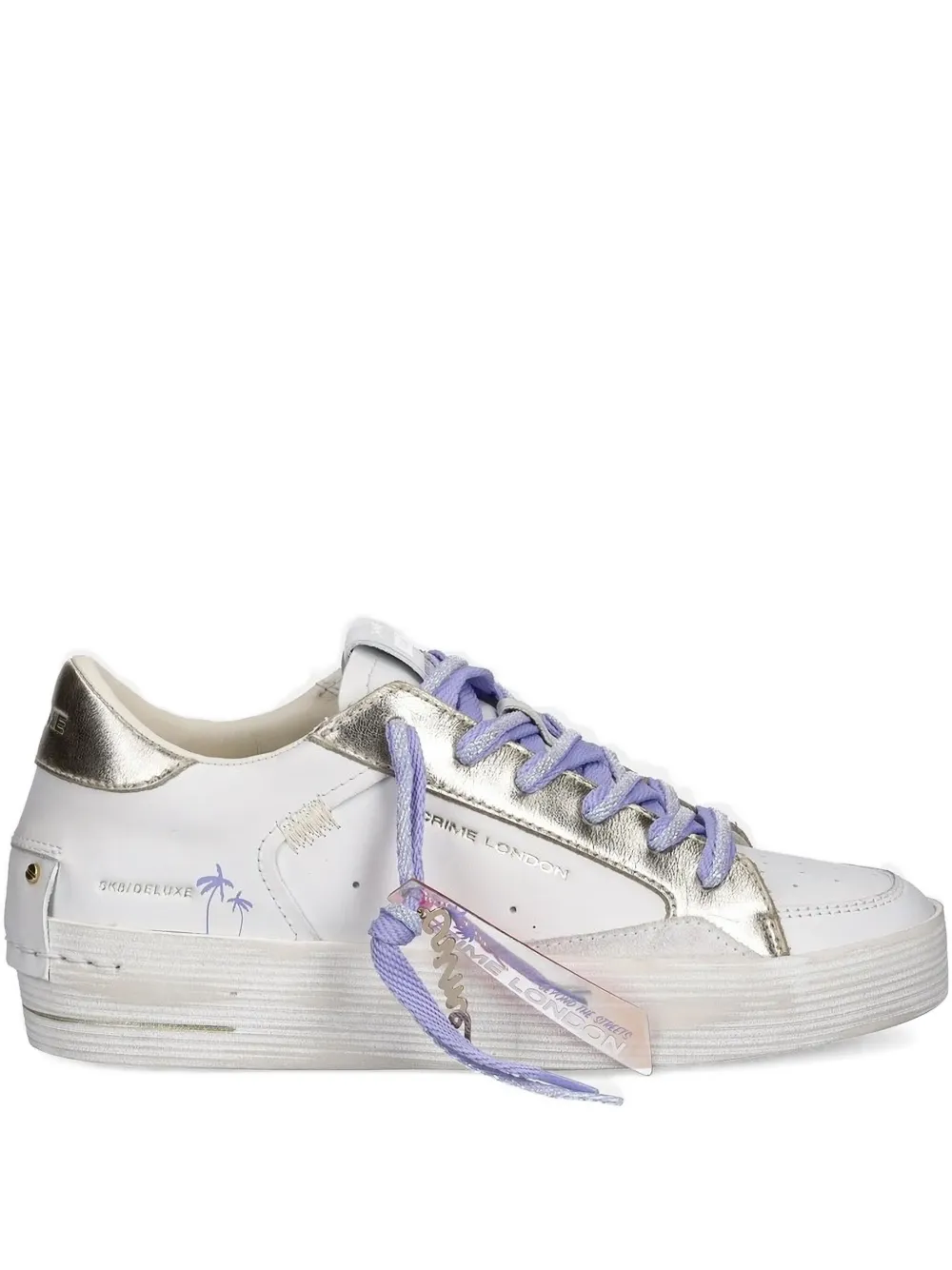 Crime London metallic-details palm-tree sneakers White