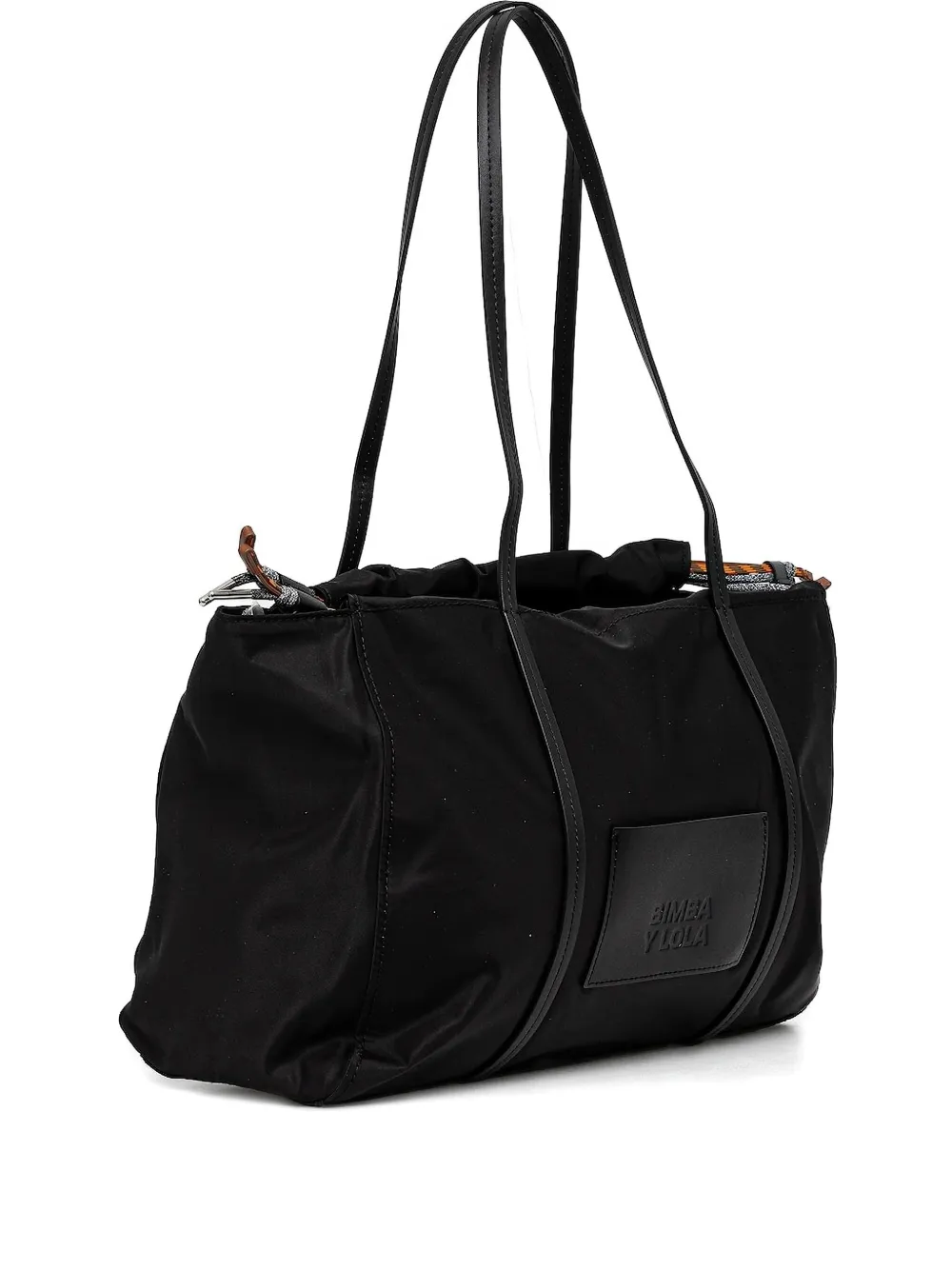 Bimba Y Lola Large Drawstring Tote Bag In Black