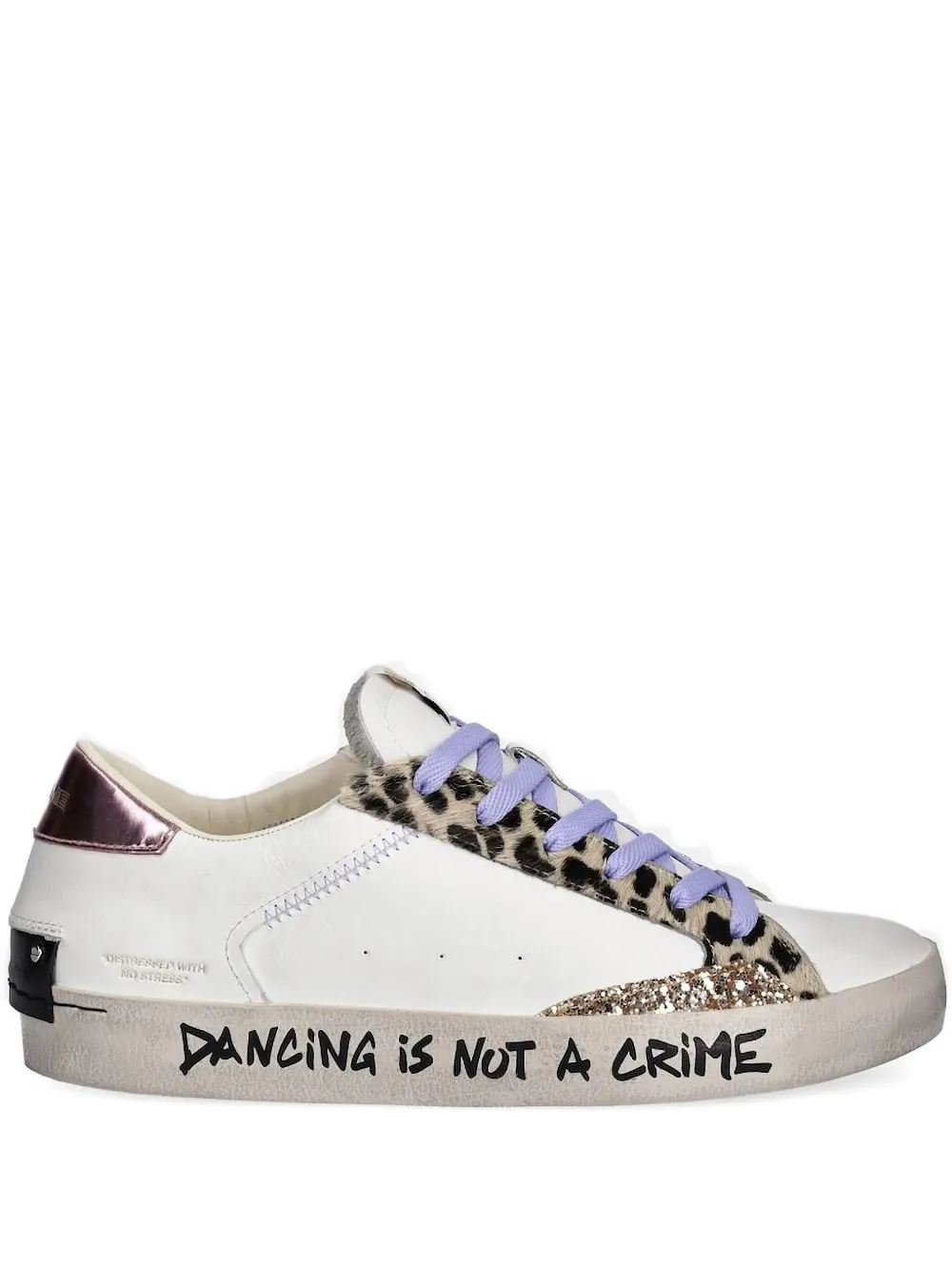 Crime London leopard-print lace-up sneakers White