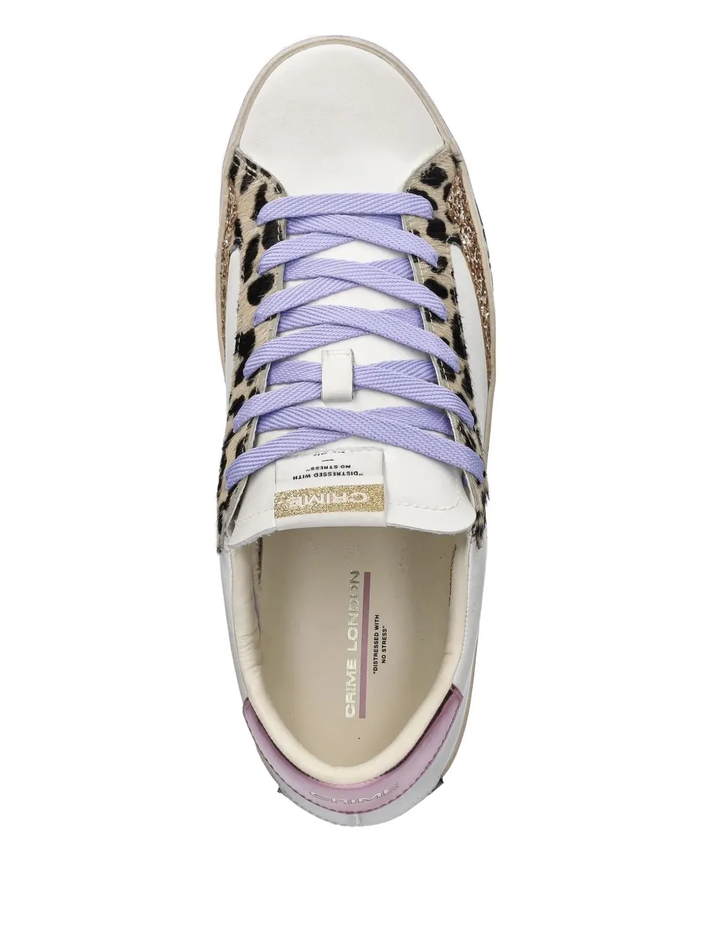 Crime London leopard-print lace-up sneakers White