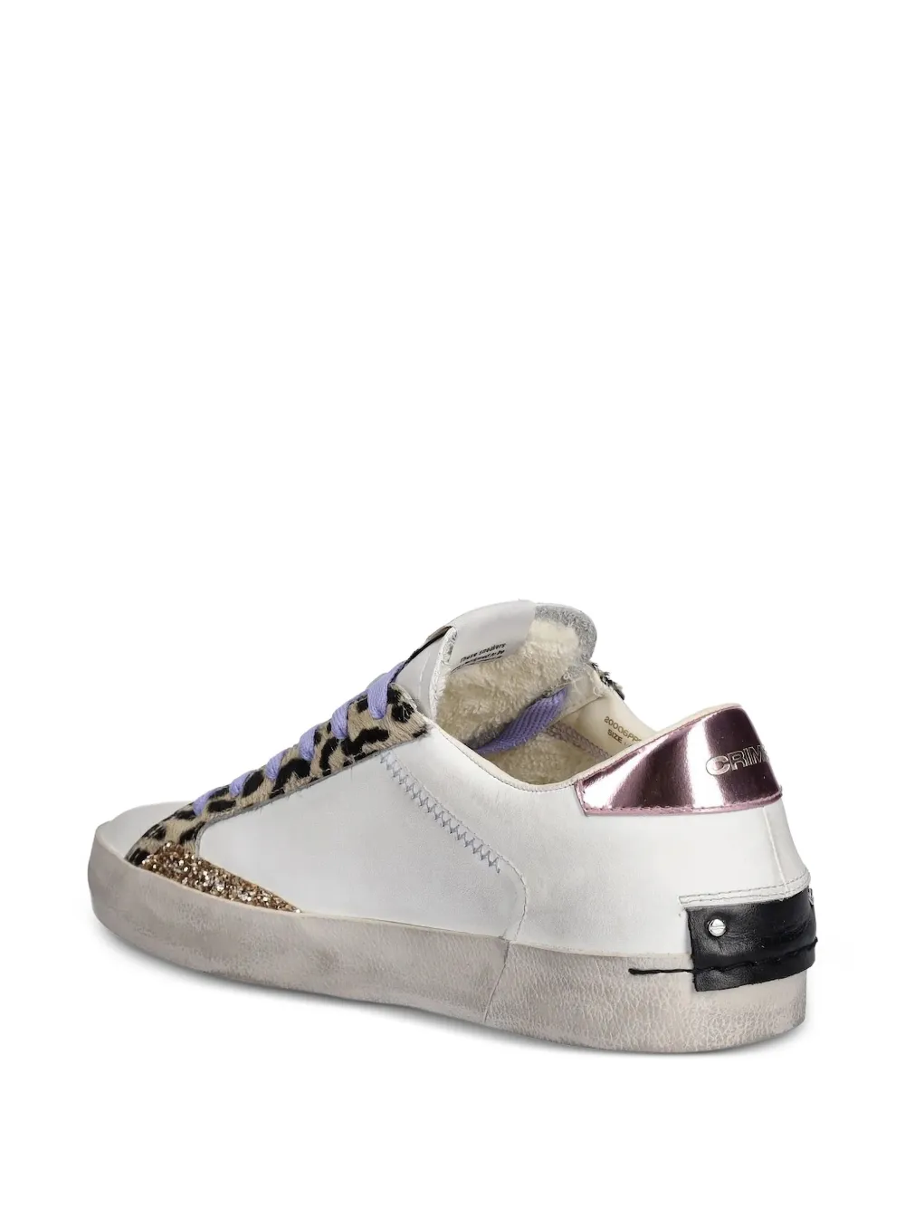Crime London leopard-print lace-up sneakers White