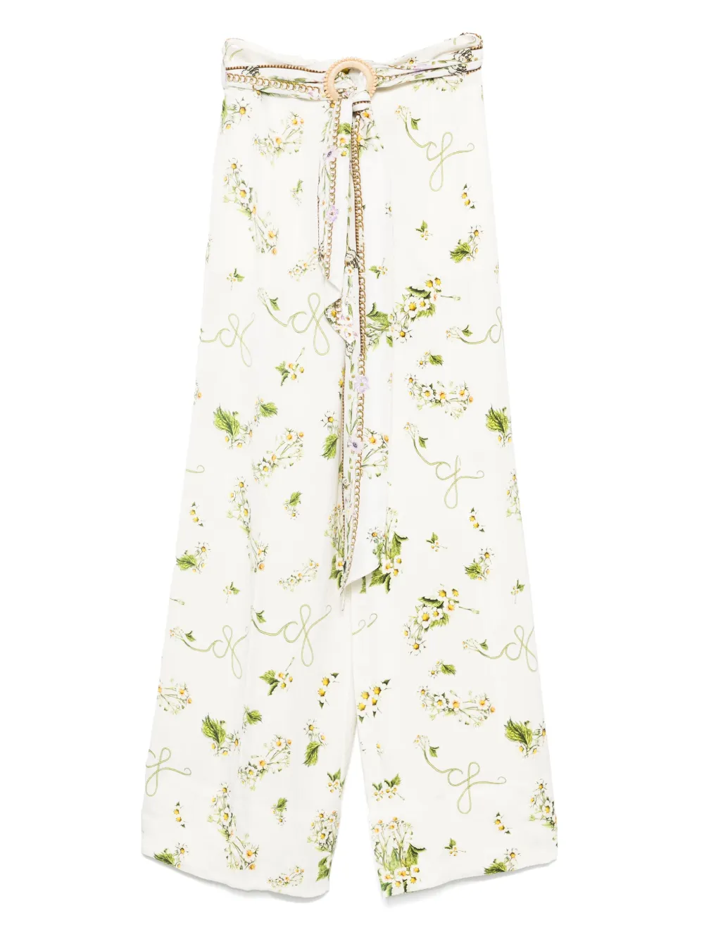 Camilla Broek met bloemenprint Beige