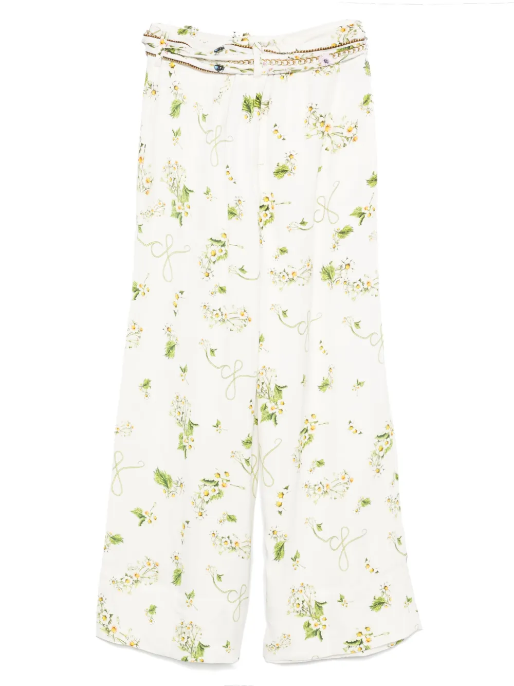 Camilla Broek met bloemenprint - Beige