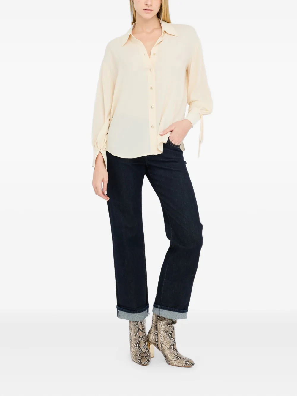 LIU JO Blouse met gestrikte manchetten Wit