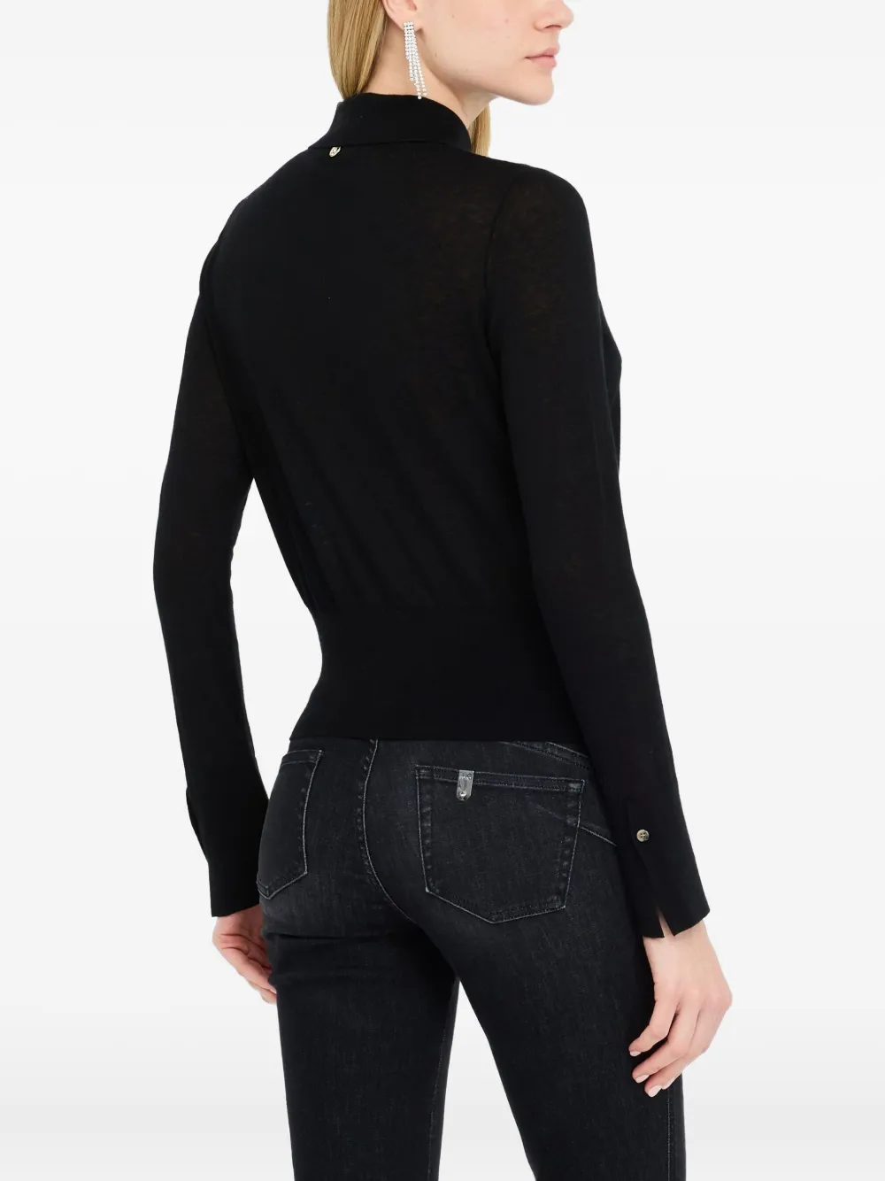 LIU JO Cotton and cashmere polo shirt Zwart