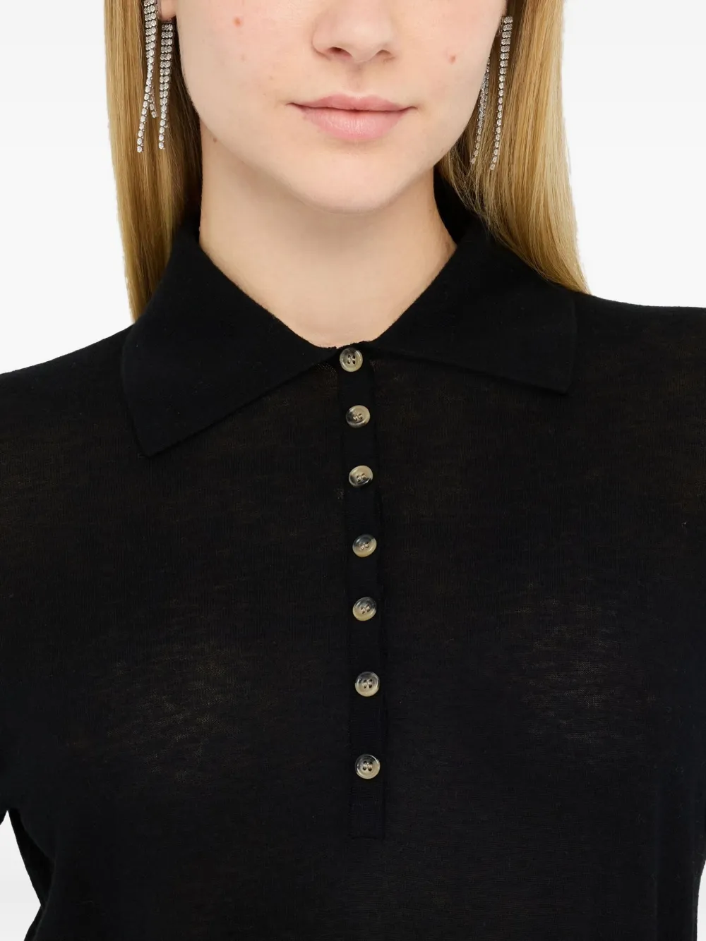 LIU JO Cotton and cashmere polo shirt Zwart