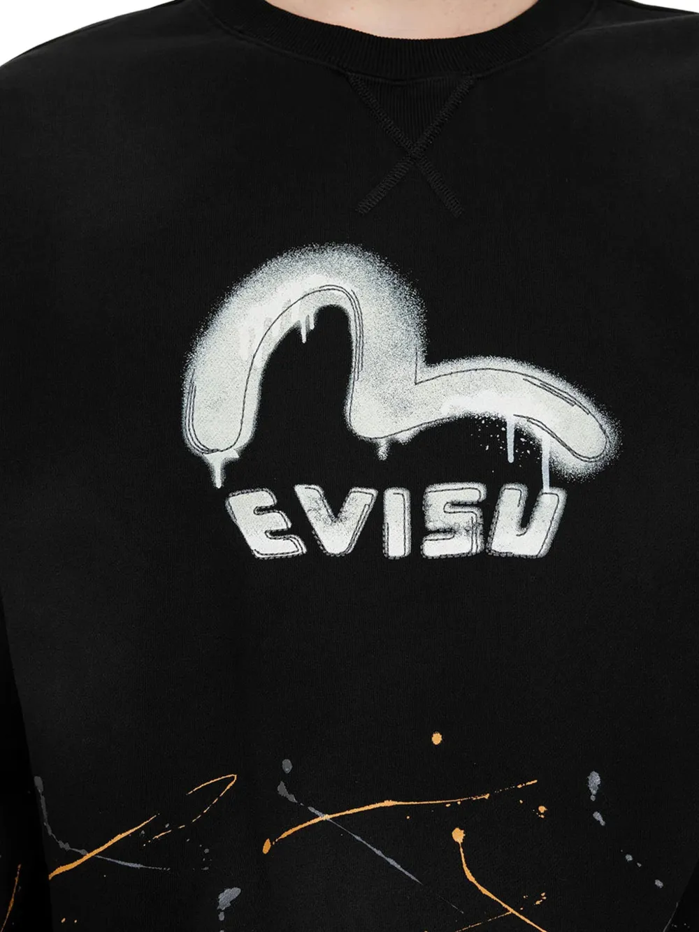 EVISU Sweater met tekst Zwart