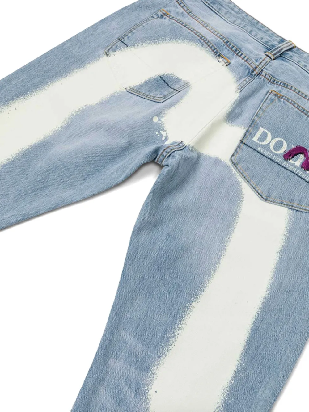 EVISU Jeans met verfsprayprint Blauw