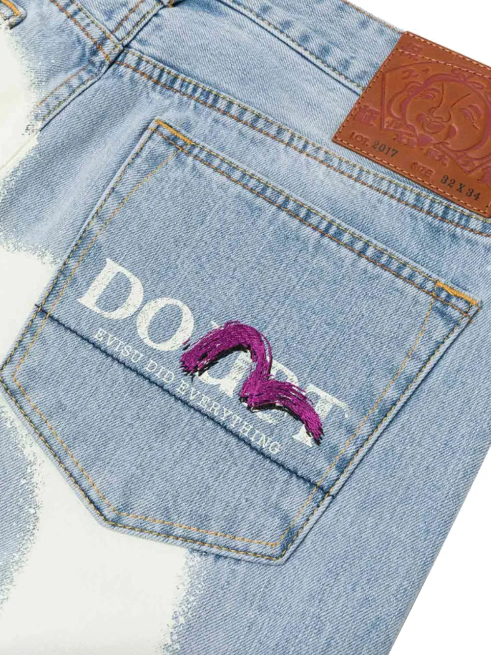 EVISU Jeans met verfsprayprint Blauw