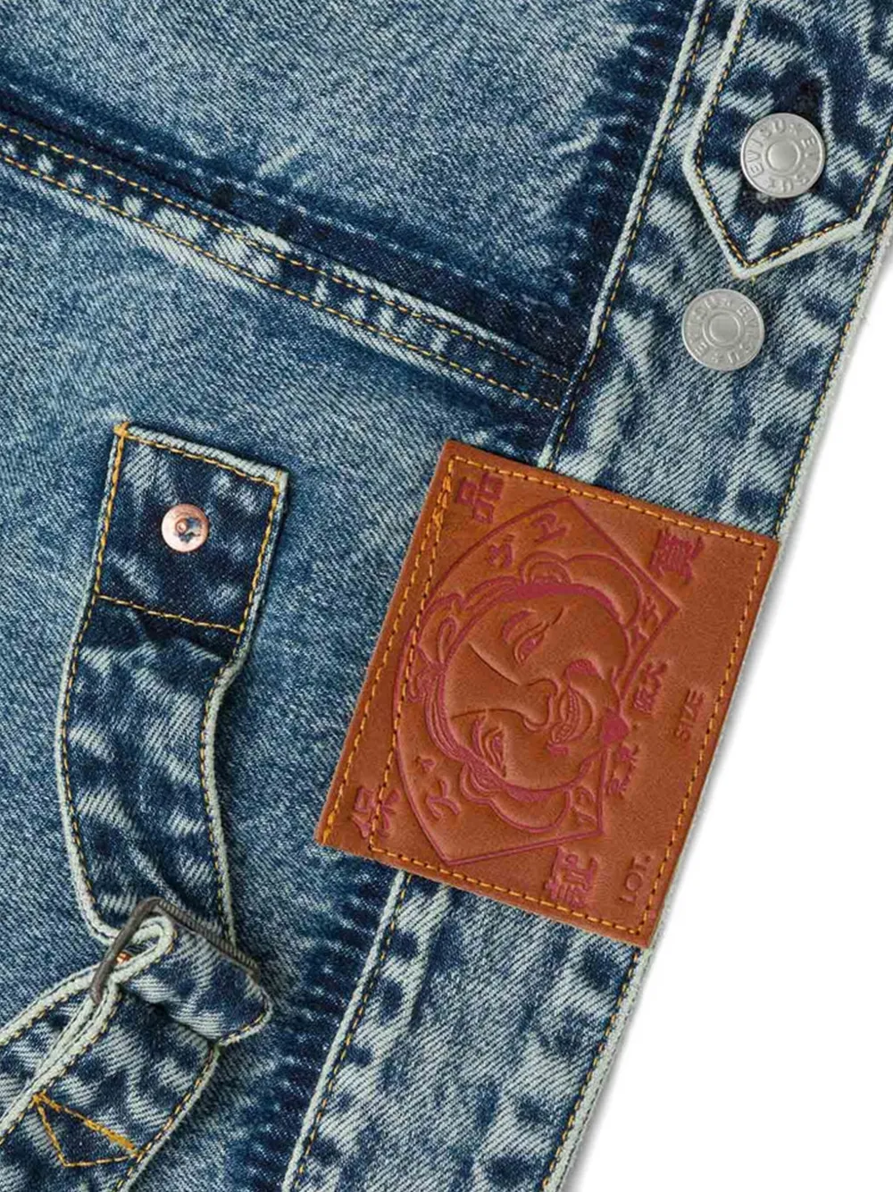 EVISU Denim jack met logopatch Blauw