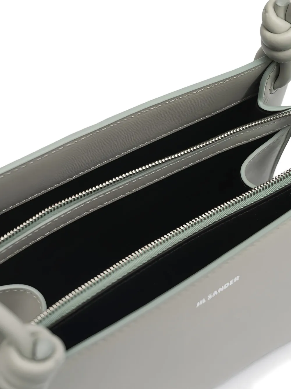 Jil Sander Leren schoudertas met geknoopt detail Grijs