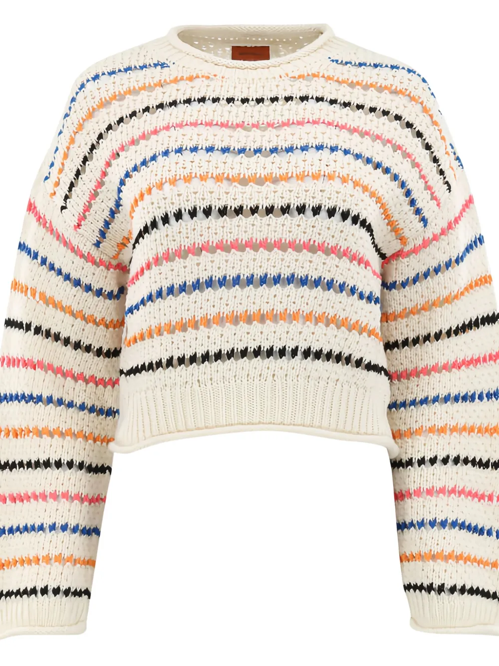 Mother Womens She Sells Seashells The Bell Sleeve Striped Cotton-knit Jumper In Multi