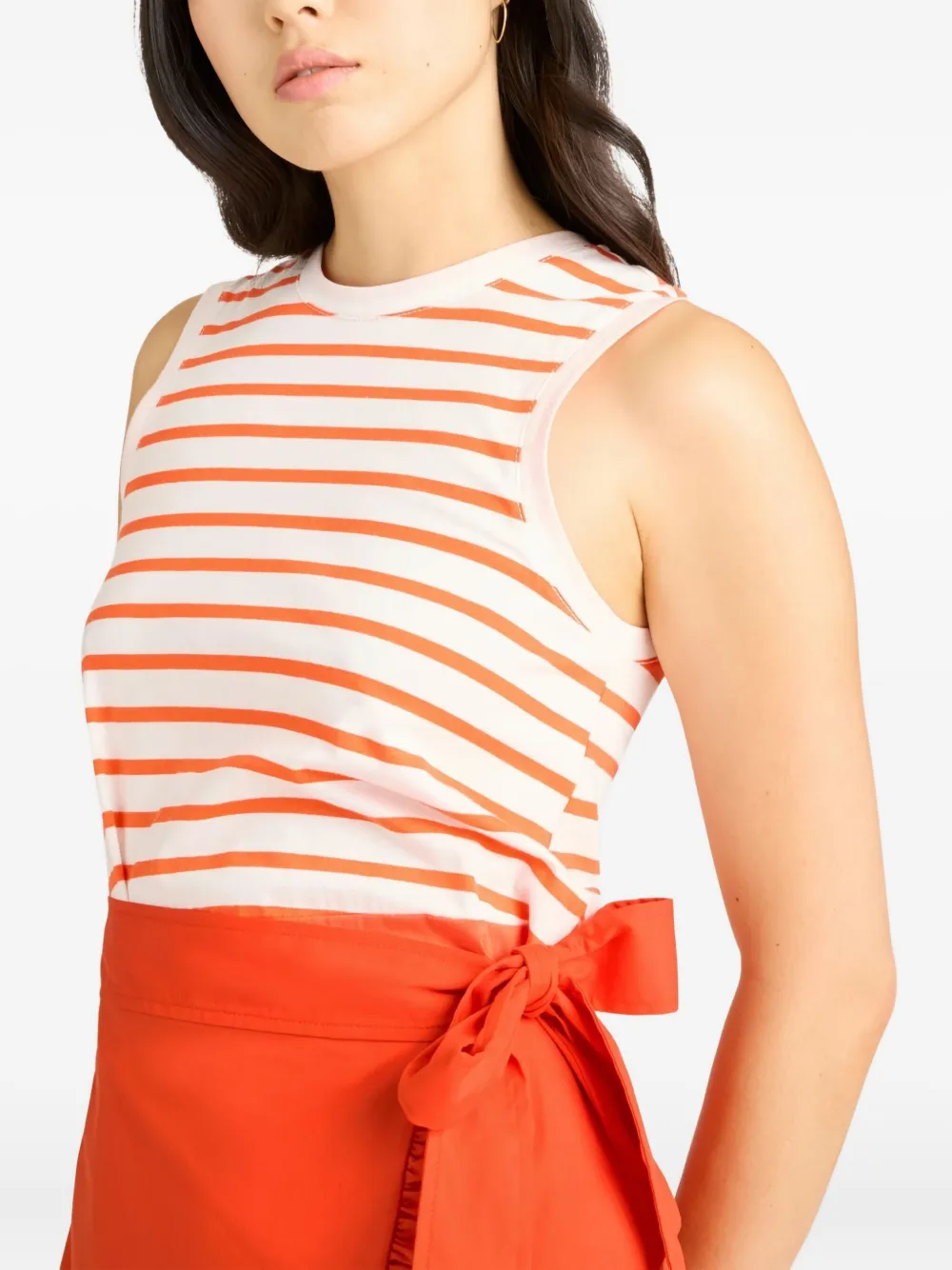 Cinq À Sept Stripe Mahlia Ruffled Wrap Dress In Neutral
