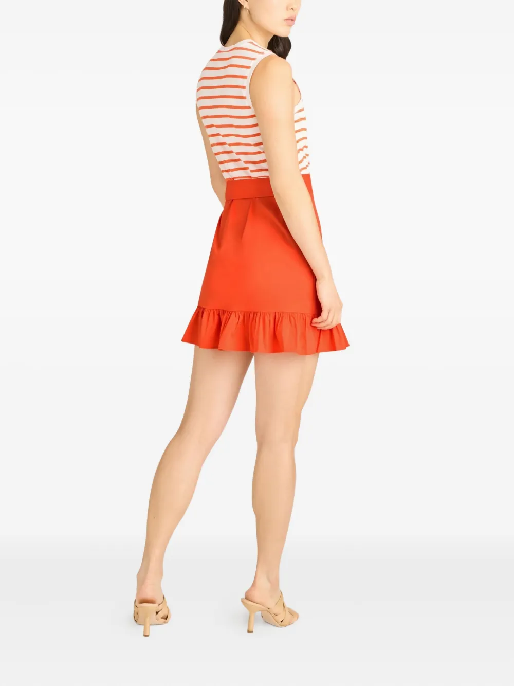Cinq À Sept Stripe Mahlia Ruffled Wrap Dress In Neutral