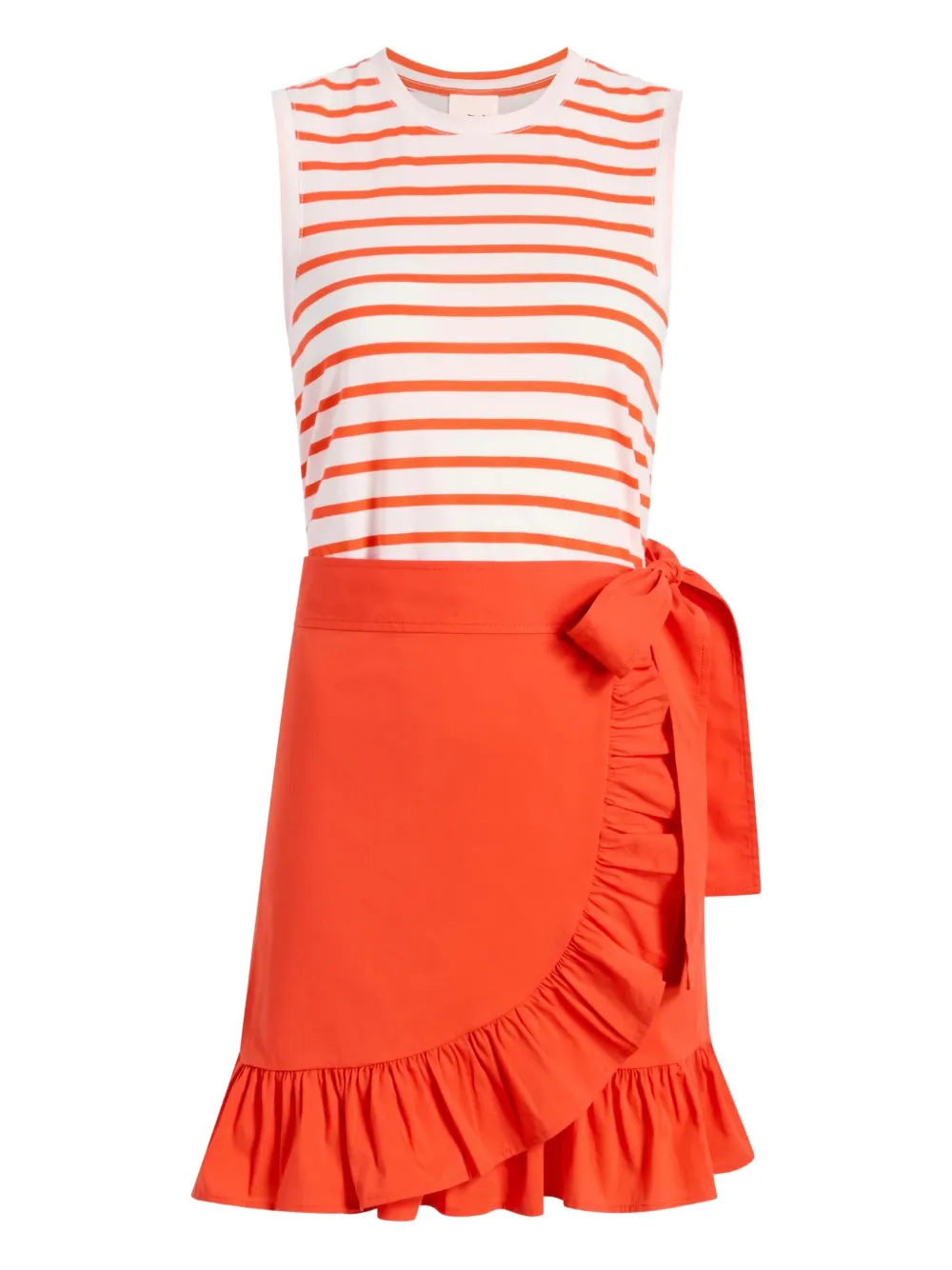 Cinq A Sept Stripe Mahlia ruffled wrap dress | Orange | Image 1