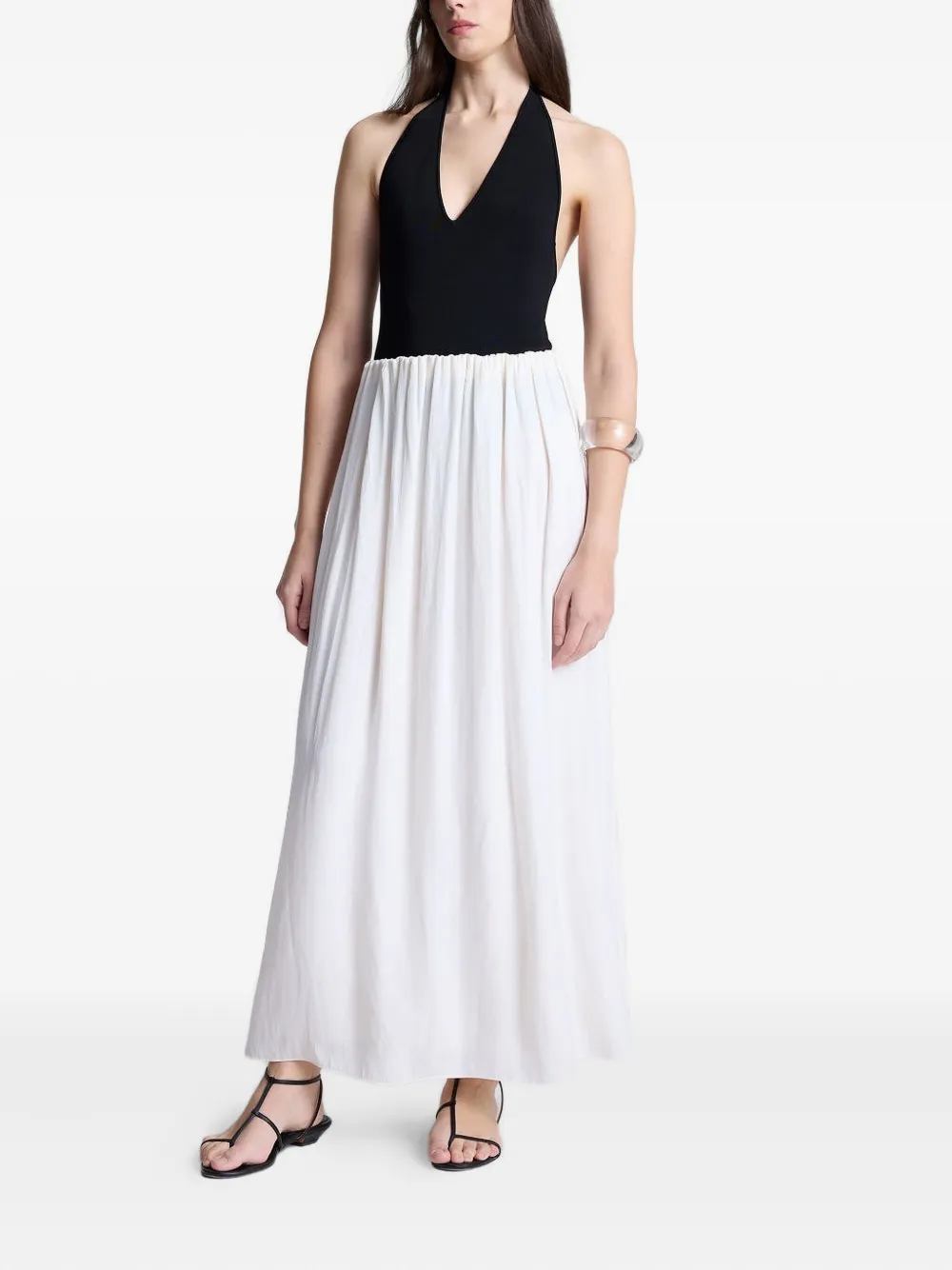 A.l.c Halter-neck Pleated Bodysuit In Black