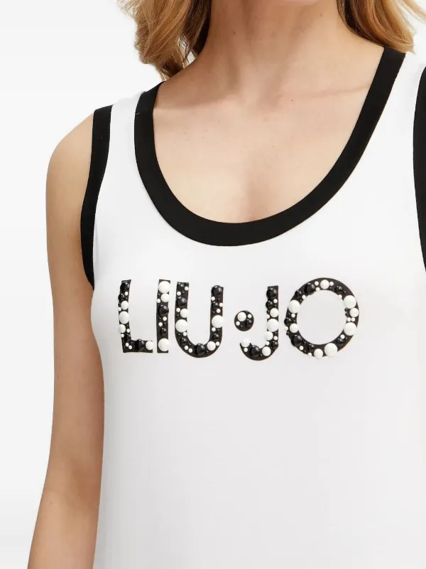 LIU JO pearl-embellished Midi Dress White FARFETCH JO