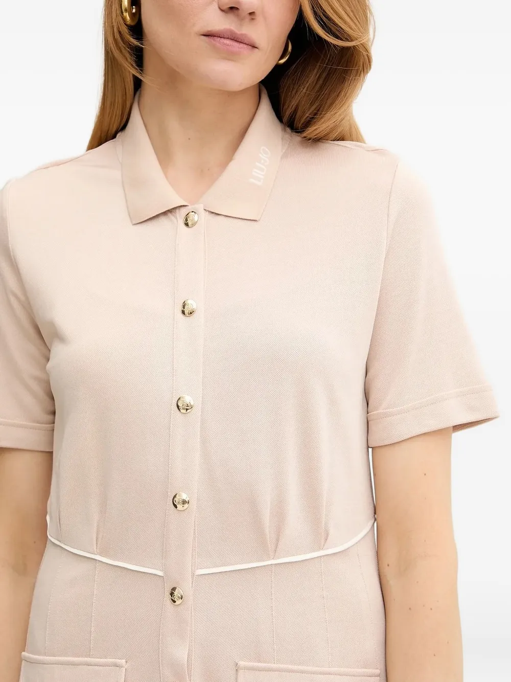 LIU JO button-fastening mini dress Beige