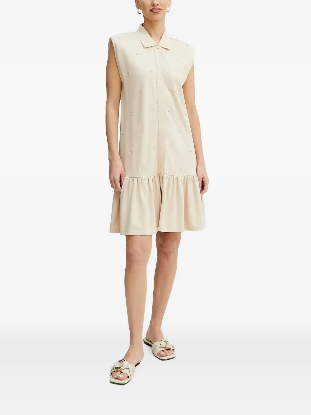 Liu •jo Embellished Ruffled-hem Mini Dress In White