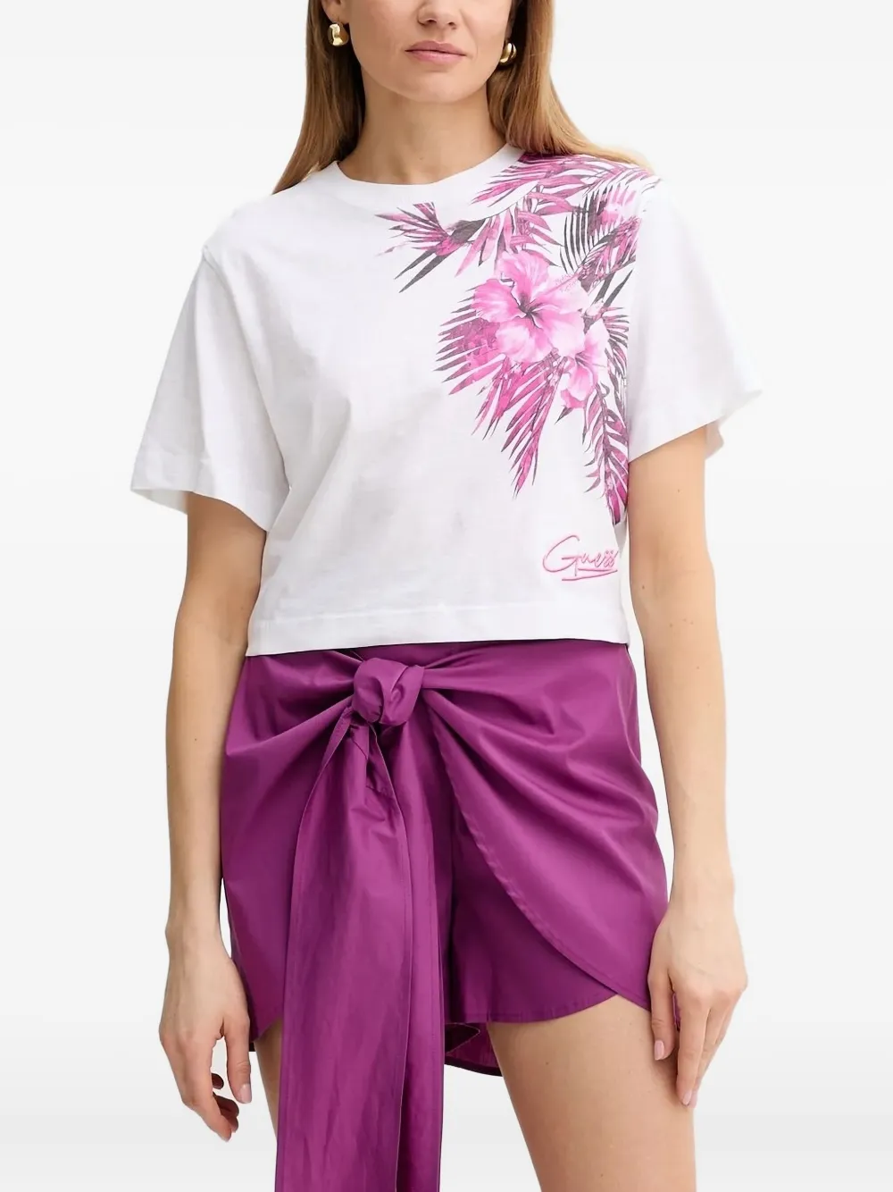 LIU JO tie-detail embellished shorts Paars